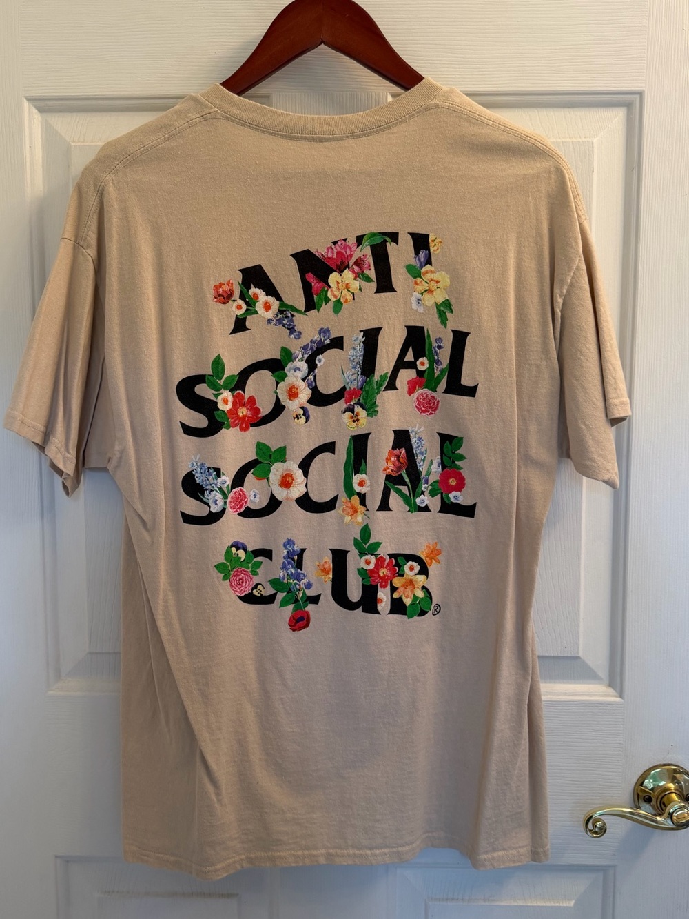 Anti Social Social Club Floral Beige Tee, Sick & Tired